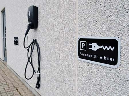 Charging station with sign - for electric cars only