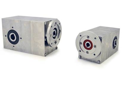 Two Helical bevel gearboxes on transparent background