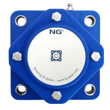 NG waterproof flange bearing F4 Ø20, 4-bolt, closed cover, blue