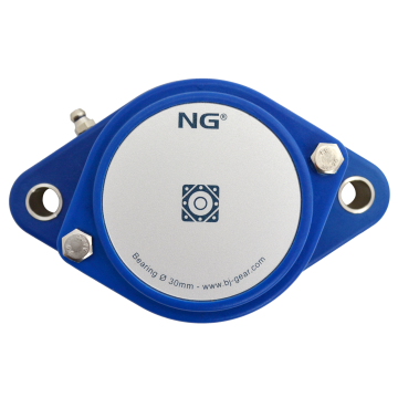 NG waterproof flange bearing F2 Ø30, 2-bolt, closed cover, blue