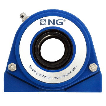 NG waterproof pillow block bearing with thread S2 Ø40, 2-bolt, open cover, blue