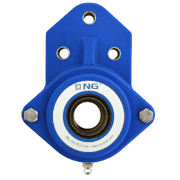 NG waterproof flange bearing F3 Ø30, 3-bolt, open cover, blue