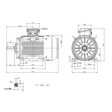 Busck AC motor T3CR225M-2B35, 45kW, 2950RPM, B35, 400/690, 50 Hz, Støbejern