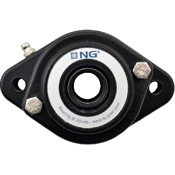 NG waterproof flange bearing F2 Ø20, 2-bolt, open cover