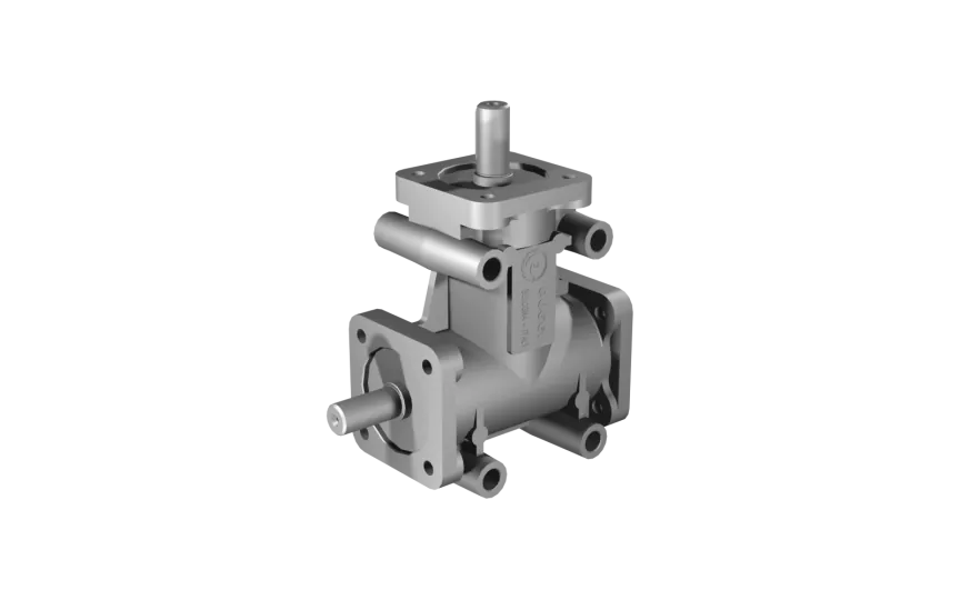Poggi vinkelgear 2011, R1:1, D1, Ø14h7, 2-vejs, Aluminium