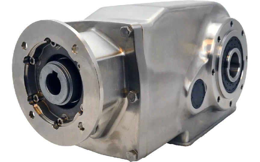 Clean-Geartech X73N, keglehjulsgear Ø40H7 hulaksel, 17,21:1, indgang 100/112B14, rustfrit stål