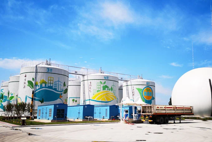 Corn straw, wheat straw, and cow manure storage area at Sanhe bio-CNG project