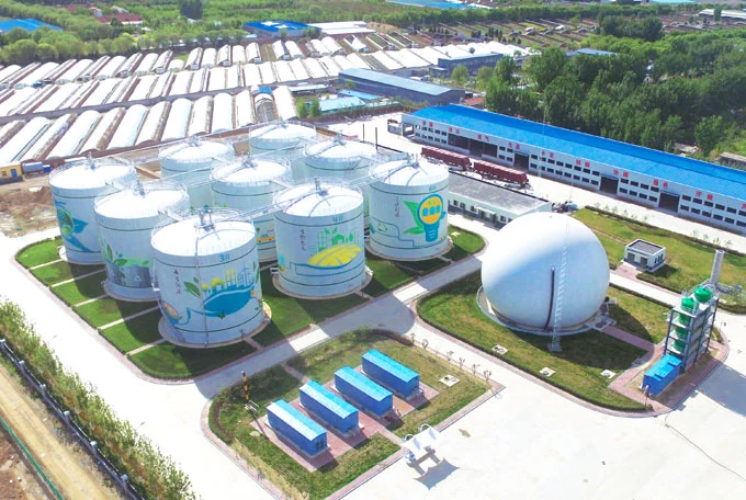 Sanhe Bio-CNG plant exterior view and facility layout in Hebei