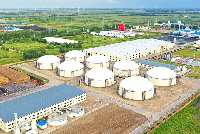 Aerial view of the Tongliao National Biological Natural Gas Project plant in Inner Mongolia
